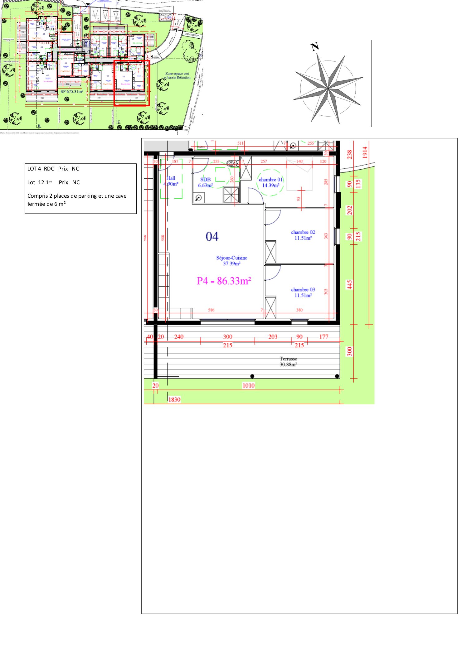 Plans lots 4 et 12 : Residence CASTANET GARDEN